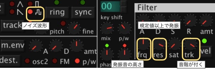 Synth1の自己発振音