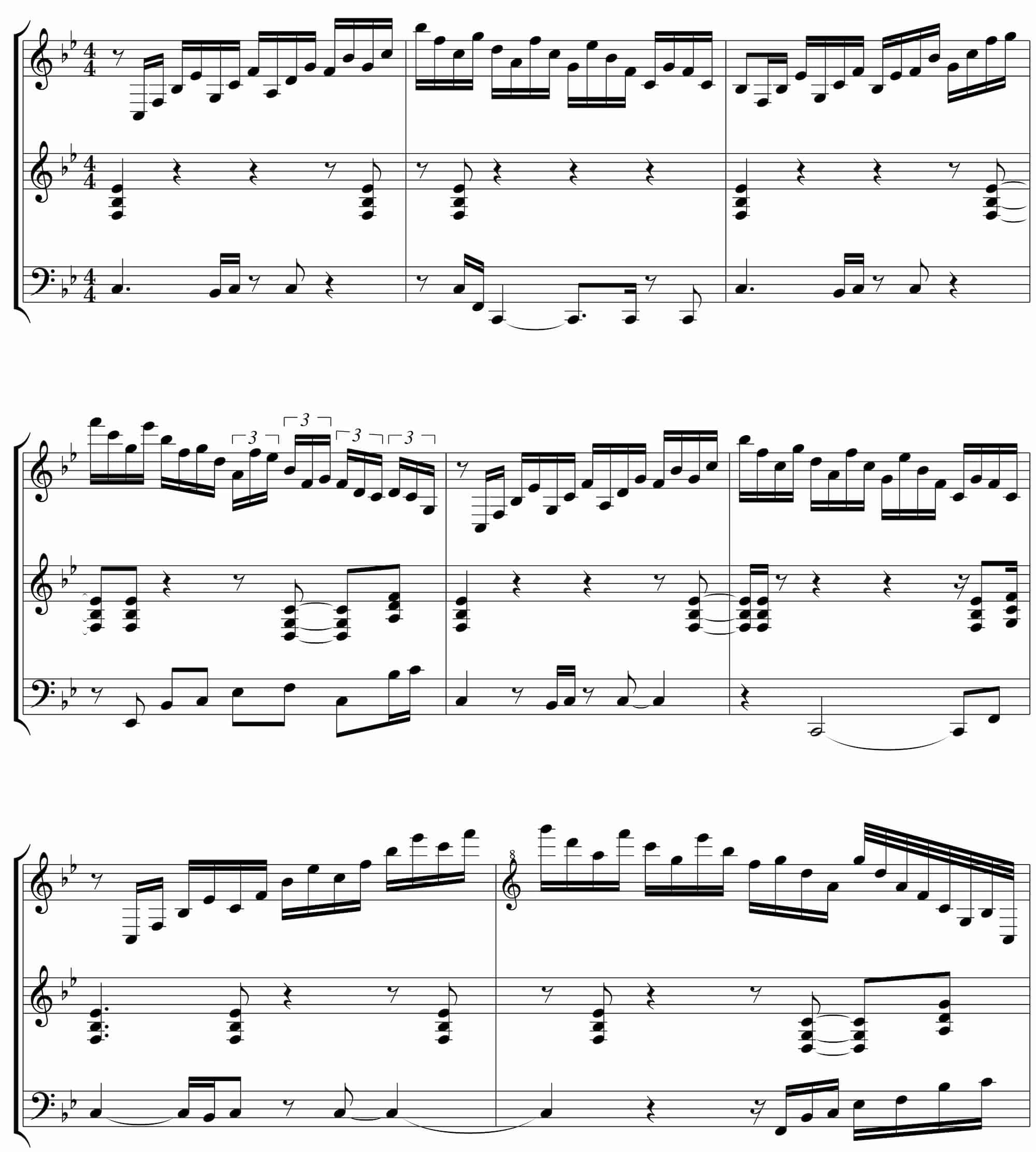 C dorian上で作られる四度堆積三和音を用いた練習曲